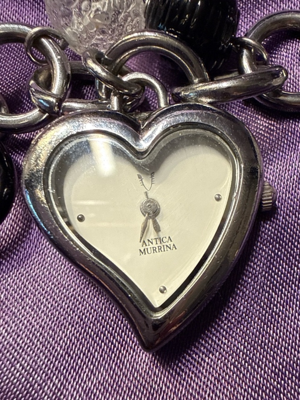 Antica Murrina Glass Heart Charm Bracelet Watch
